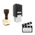 "Clapperboard" rubber stamp with 3 sample imprints of the image "Clapperboard" rubber stamp with 3 sample imprints of the image