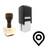 "Map Pin" rubber stamp with 3 sample imprints of the image