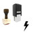 "Lightning" rubber stamp with 3 sample imprints of the image