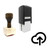 "Upload" rubber stamp with 3 sample imprints of the image