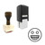 "Grinning Face Emoji" rubber stamp with 3 sample imprints of the image