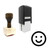 "Happy Face Emoji" rubber stamp with 3 sample imprints of the image