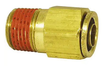 Male Connector- Push-To-Connect Air Brake Fitting- Brass- 3/8inch x 3/8inch