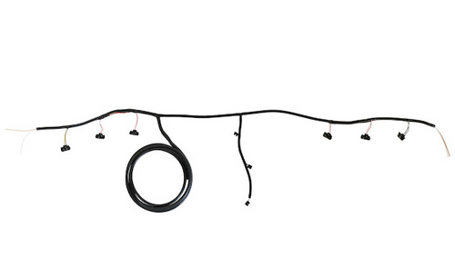 Buyers 5609000 12-foot universal DOT rear wiring harness laid out with multiple sealed connectors and blunt-cut leads for rear lightbar installation.