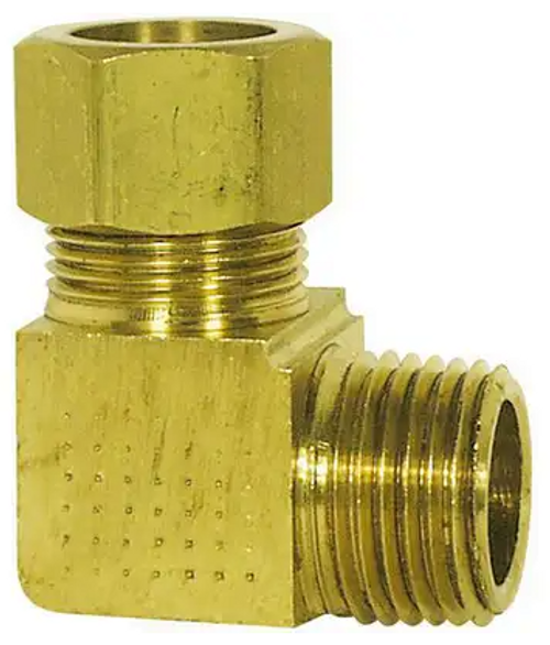 90 Degree Male Elbow- Compression Fitting- Brass- 1/2in x 1/2in