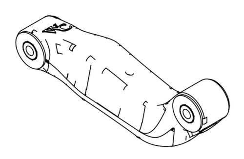 OEM Watson and Chalin lower trailing arm with Poly Z bushings for lift axle suspension systems, interchangeable left or right side.