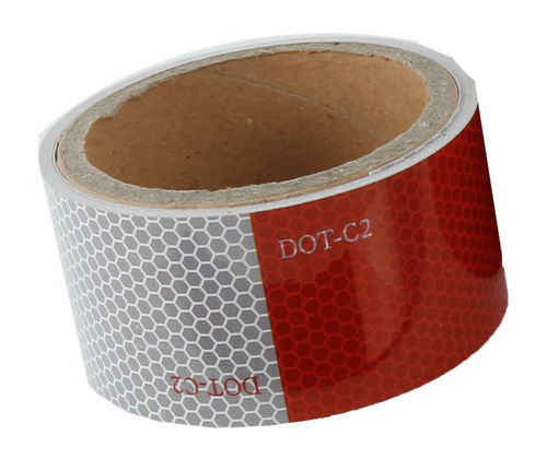 Roll of 2" red/silver DOT reflective conspicuity tape.