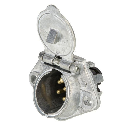 7 pin round trailer socket with zinc die cast housing used for truck to trailer electrical connection replacing Phillips 15-720.