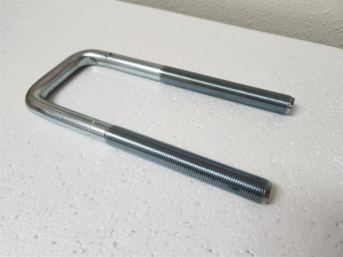 Zinc plated square bend U-bolt with 3/4 inch diameter, 9 inch legs, and included nuts and washers for trailer and flatbed mounting applications.