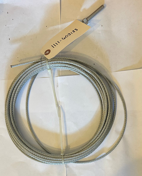 Length of cable drive (coiled/packaged) marked “Aero 1111-603133 1/4 in TGK 64 ft,” suitable for 26-30 ft TopGlide systems.