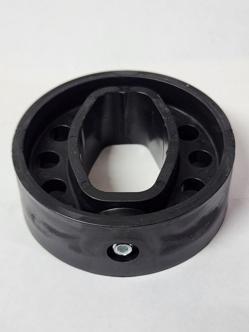 Pair of Roll-Rite 76810 flanges, showing the circular flange profile and set screw holes, intended for mounting on bow tubes.