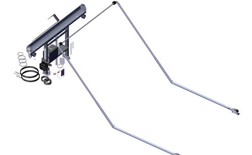 Roll Rite 69204 DC204 TarpMaster® Single-Stage Narrow Tower System, including narrow tower, 5-spring pivot with 84" extension, 45° elbows, and wide bow set.