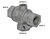 Rugged metal two-way check valve body with two large ½″ NPT inlet ports and dual outlet ports (¼″ and ½″), designed for inline use in truck and trailer brake systems. Rugged metal two-way check valve body with two large ½″ NPT inlet ports and dual outlet ports (¼″ and ½″), designed for inline use in truck and trailer brake systems.