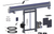 Roll-Rite 101531 SDX 12V single-stage tower assembly showing control box, pump unit, spool with integrated housing, cylinder, wiring harness, and stationary tower for integrated housing.