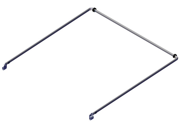 High-resolution image of the Roll-Rite 76790 Tension Bow Top Tube, featuring two 90° aluminum corners with fasteners, designed for tarp systems on dump trucks, trailers, and heavy-duty vehicles, ensuring secure load coverage during transport.