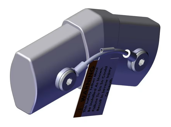High-resolution image of the Roll-Rite 76900 Aluminum 30° Flat Elbow including the hardware kit, showing aluminum construction, 30° angle, 1/4-20 bolts and nuts, and cable tether for offset elbow installation, designed for dump trucks, trailers, and heavy-duty vehicle tarp systems.
