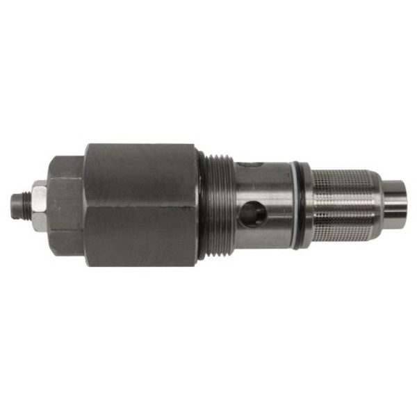 Compact relief valve designed for hydraulic dump pump assemblies, featuring precision housing and ports—used to manage pressure in C101 and C102 series systems.