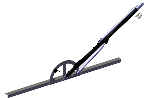 Roll Rite 79541 Pivot Mount Assembly (Right) showing dual hydraulic cylinders and guide block for roll-off tarp pivot mounting.