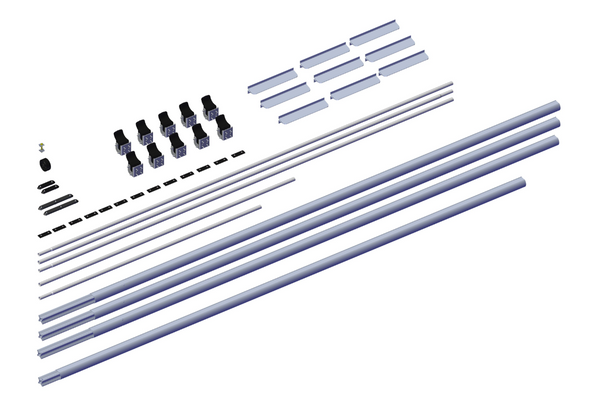 Roll-Rite 102575 3-inch axle kit without ridge pole for 41'-48' trailers, compatible with Super Duty front-to-back tarp systems.