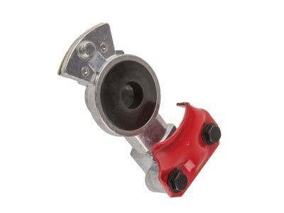 Red emergency gladhand air brake coupler with straight mount design and 1/2 inch NPTF threaded port for truck and trailer supply air line connection.