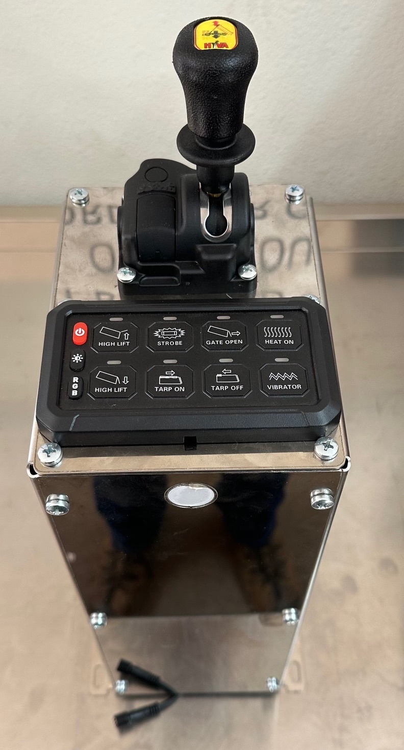 Control tower with joystick and switch panel for truck upfitting