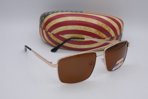 New Men Polarized Sunglasses c8581p GLDBRWN with American Flag Case