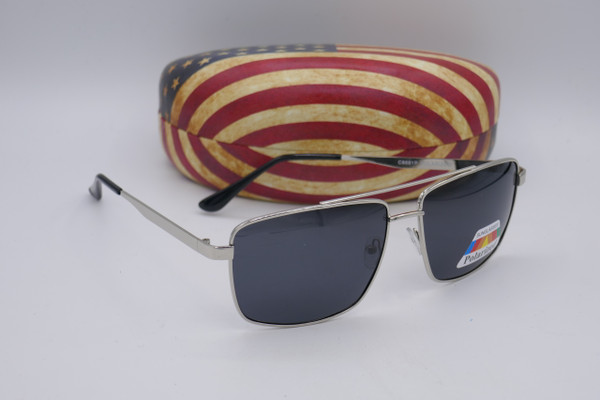 New Men Polarized Sunglasses c8581p GLDBLK with American Flag Case