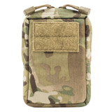 Front view of a VSLIM multipurpose pouch with zipper closure, velcro tab for patch, color multicam