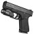 A black Glock 19 Gen 5 pistol with a mounted TLR-7A flashlight rests against a plain white background. Text: "GLOCK 19 Gen 5 AUSTRIA 9x19" and "TLR-7A STREAMLIGHT."