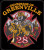 A firefighter depicted in detailed gear holds an axe, surrounded by text: "Guardians of Greenville" and "Engine/Truck 28," against a red shield background with flames.