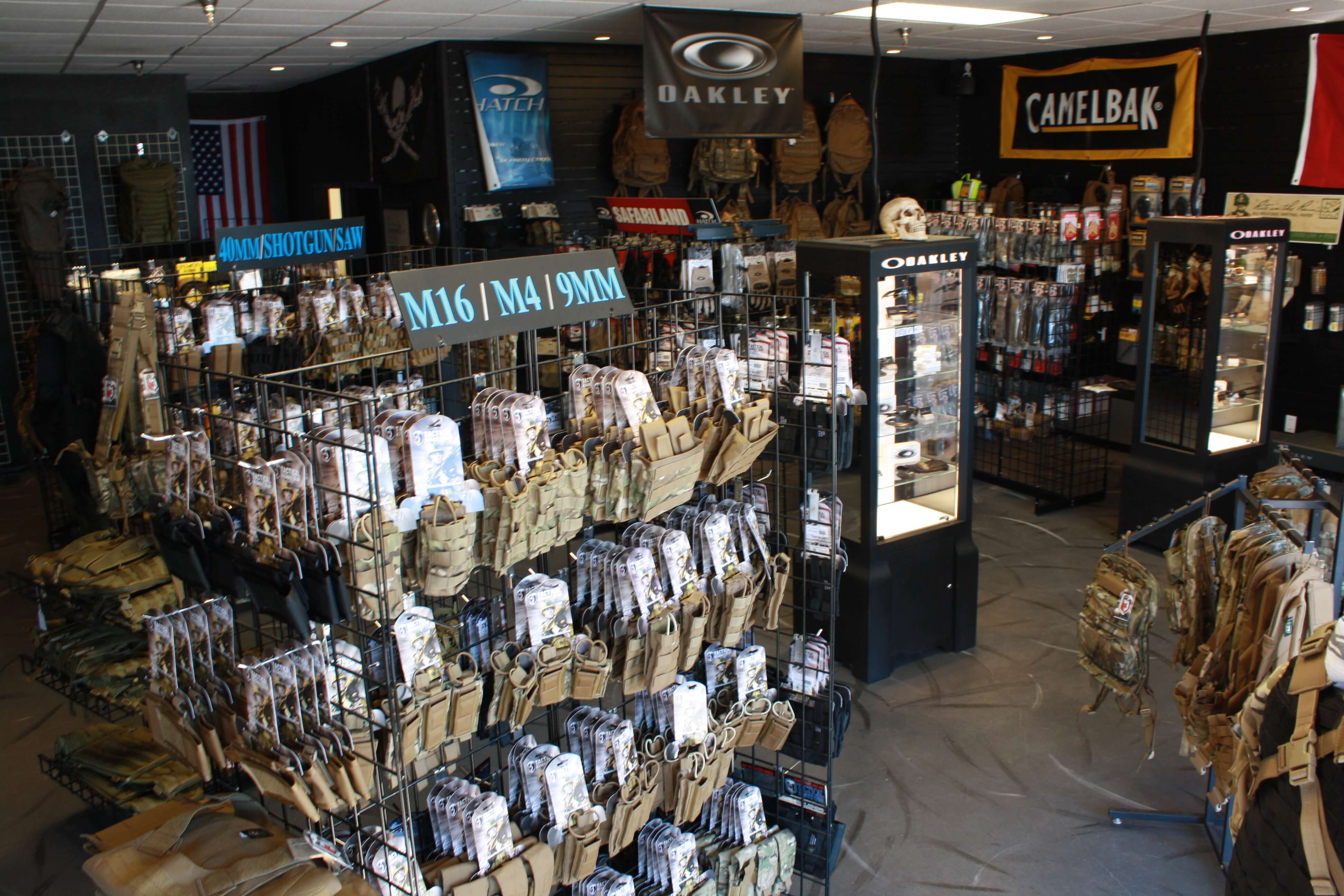 store with shelves of tactical gear