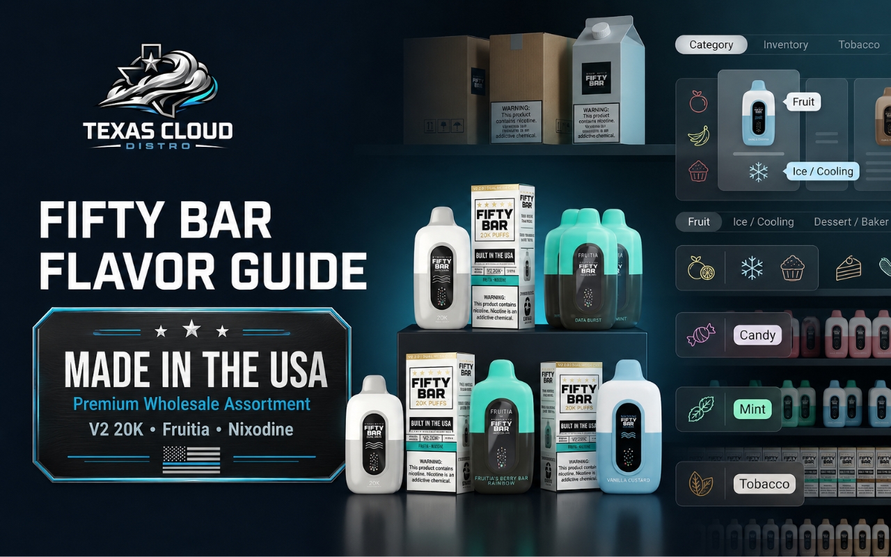 Fifty Bar Vape Flavors: V2 20K, Fruitia & Nixodine