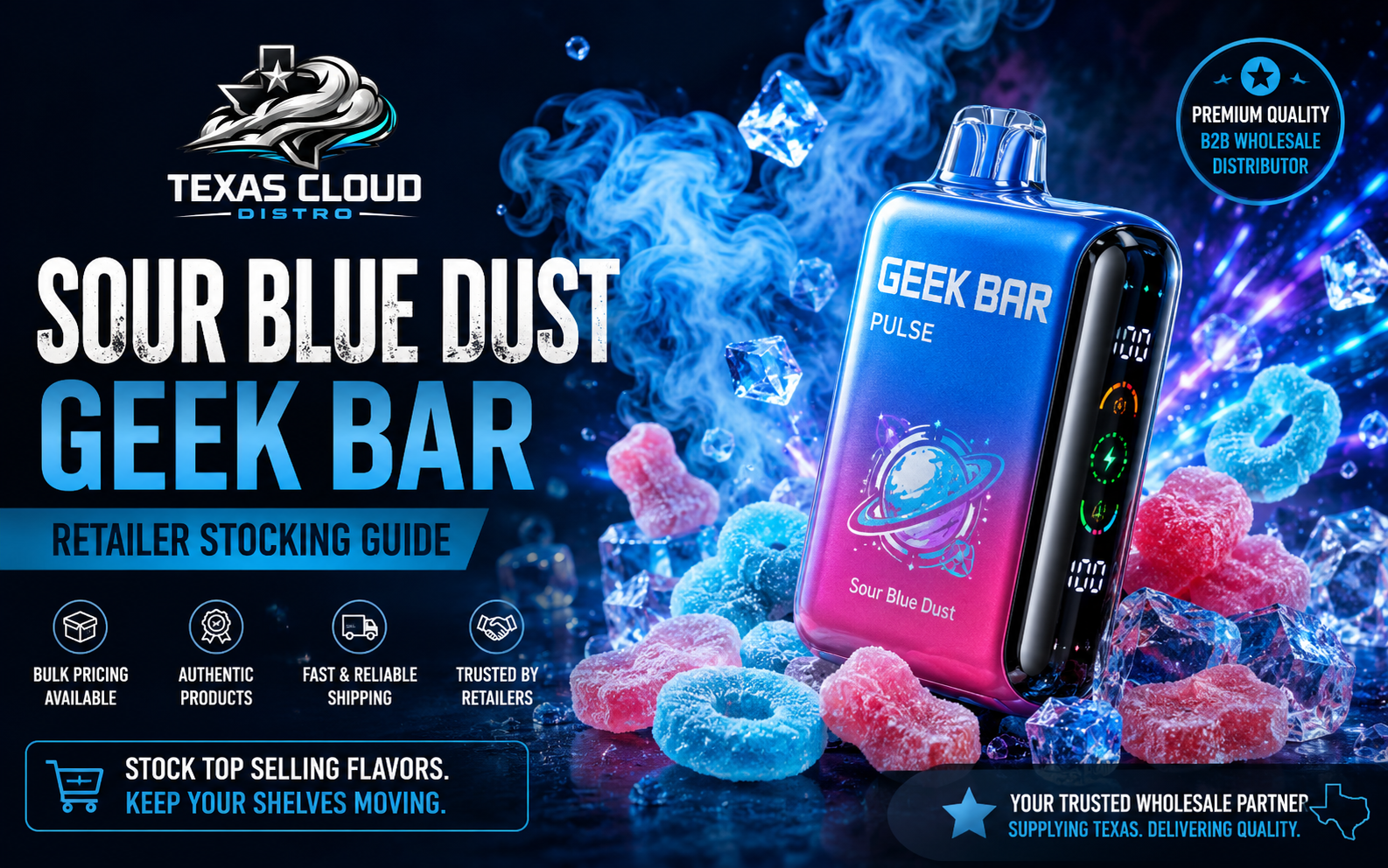 Sour Blue Dust Geek Bar: Retailer Stocking Guide