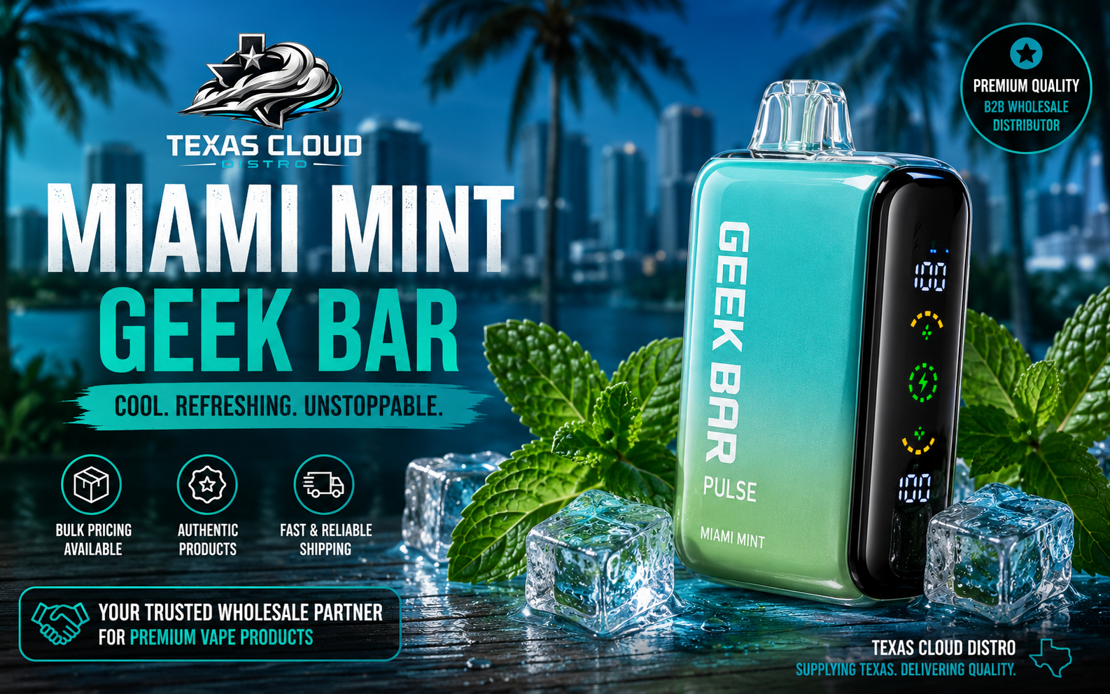 Miami Mint Geek Bar flavor for wholesale retailers