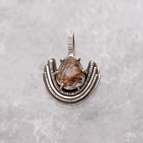 Rutilated Quartz Prong Set Gemstone Pendant