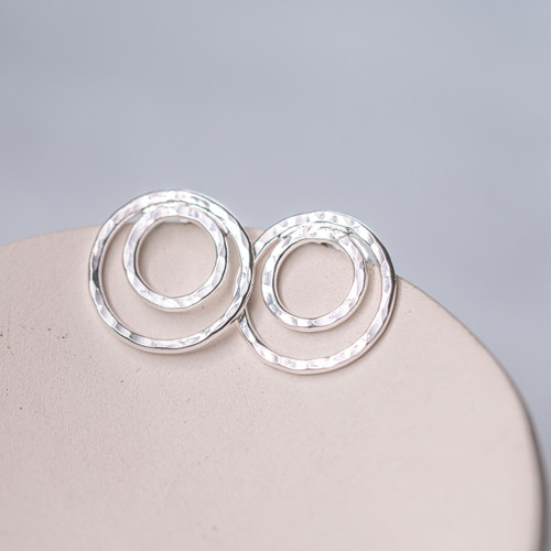 Double Circle Stud Earrings