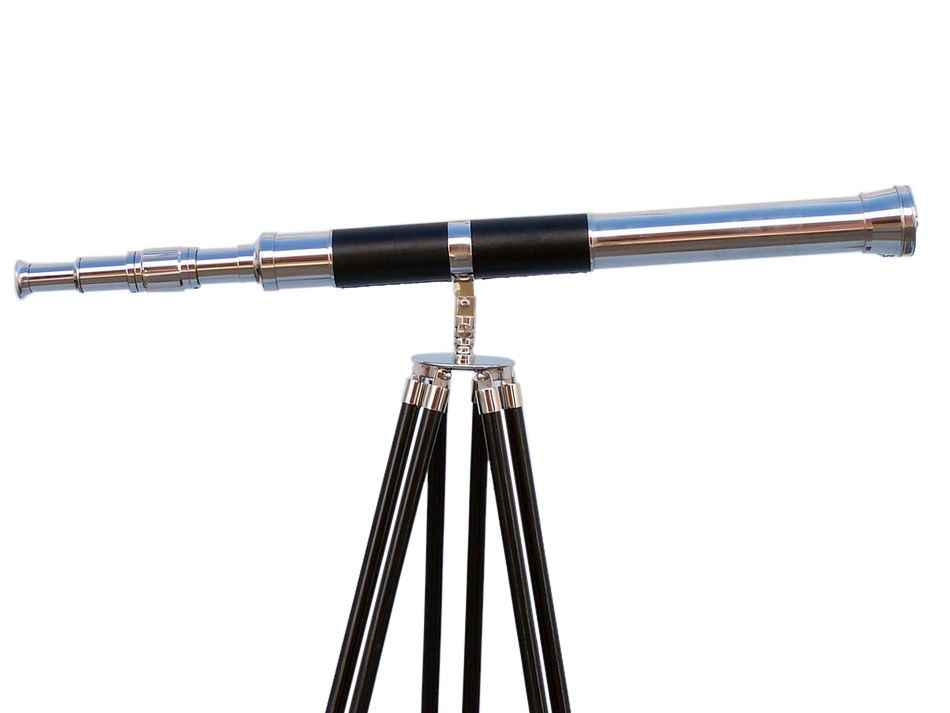 Admirals Floor Standing Chrome with Leather Telescope 60" Nautical