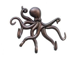 Antique Copper Octopus with Tentacle Hooks 11" Antique Copper Octopus with Tentacle Hooks 11"