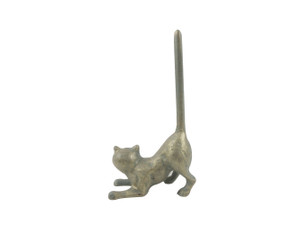 Antique Bronze Cast Iron Cat Extra Toilet Paper Stand 10" Antique Bronze Cast Iron Cat Extra Toilet Paper Stand 10"