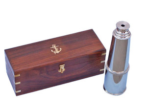 Deluxe Class Chrome Admiral's Spyglass Telescope 27" w/ Rosewood Box Deluxe Class Chrome Admiral's Spyglass Telescope 27" w/ Rosewood Box