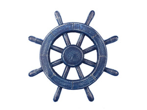 Rustic All Dark Blue Decorative Ship Wheel 12" Rustic All Dark Blue Decorative Ship Wheel 12"