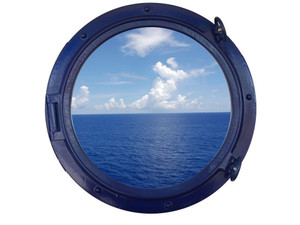 Navy Blue Decorative Ship Porthole Window 24" Navy Blue Decorative Ship Porthole Window 24"