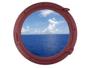 Dark Red Decorative Ship Porthole Window 24" Dark Red Decorative Ship Porthole Window 24"