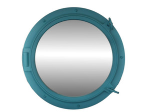 Light Blue Decorative Ship Porthole Mirror 24" Light Blue Decorative Ship Porthole Mirror 24"