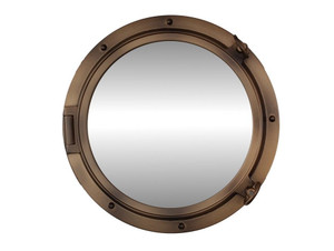 Bronzed Decorative Ship Porthole Mirror 24" Bronzed Decorative Ship Porthole Mirror 24"