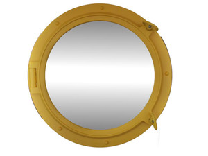 Yellow Decorative Ship Porthole Mirror 24" Yellow Decorative Ship Porthole Mirror 24"
