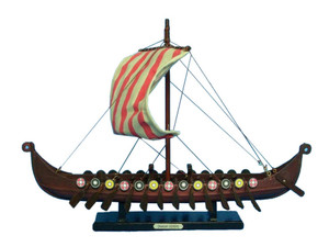 Wooden Viking Drakkar Model Boat 14" Wooden Viking Drakkar Model Boat 14"