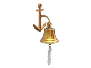Brass Plated Hanging Anchor Bell 8" Brass Plated Hanging Anchor Bell 8"