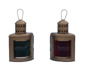 Antique Brass Port And Starboard Oil Lantern 17" Antique Brass Port And Starboard Oil Lantern 17"