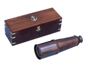 Deluxe Class Admiral's Antique Copper Spyglass Telescope With Rosewood Box 27" Deluxe Class Admiral's Antique Copper Spyglass Telescope With Rosewood Box 27"